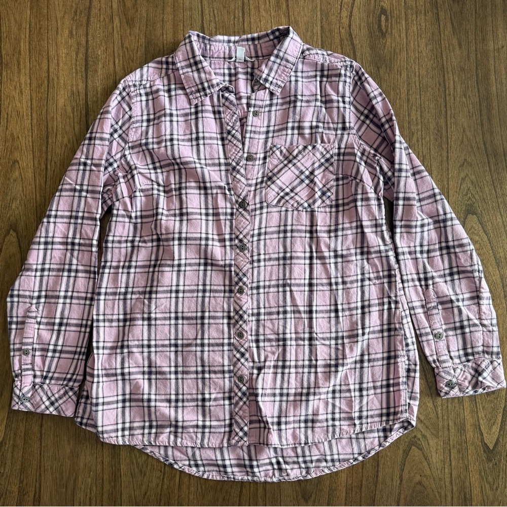 Sonoma Pink Plaid Long Sleeve Button-Up Shirt